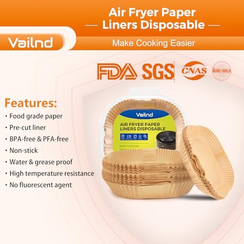 6.3" Square Air Fryer Liners Disposable 200Pcs for 2 (200 Count)