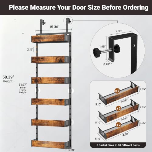 2 Pack Over the Door Pantry Organizer (Black-2P 6-Tier)