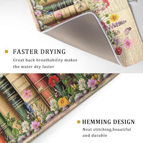 Vintage Books Dish Drying Mat (Book Shelf / 24" x 18")
