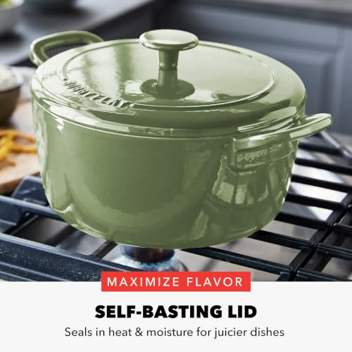 x Bobby Flay 5.5QT Enameled Cast Iron Dutch Oven With Lid (5.5QT Dutch Oven / Olive Green)