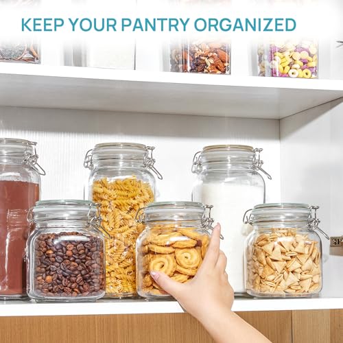 34oz Glass Food Storage Jars with Airtight Clamp Lids