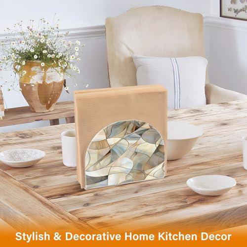 Abstract Stained Glass Pattern Napkin Holder for Table Paper Napkins Holder Acrylic Tissue Dispenser Kitchen Dining Room Bathroom Party Car Decor (NH069 / 4.1x4.9x1.97in)