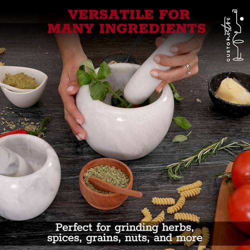Natural Marble Mortar and Pestle Set