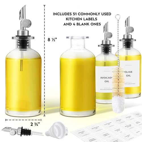 Olive Oil Dispenser Bottle (11.8 fl oz (4-Pack) / Silver)