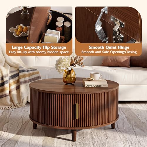 31.5" Round Coffee Table with Storage (Round_brown / 31.5" Round)