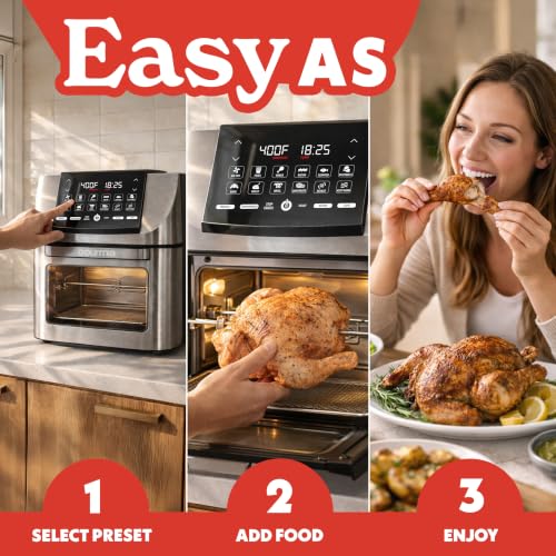 Air Fryer 14 Qt Rotisserie Oven with Window (Stainless Steel)