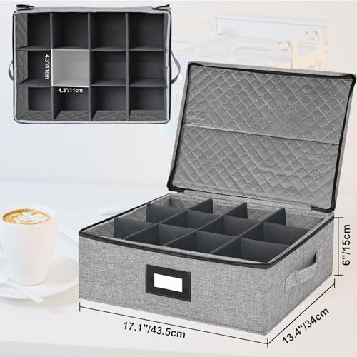Coffee Mug Storage Box with Dividers (Crystal Glassware Storage)
