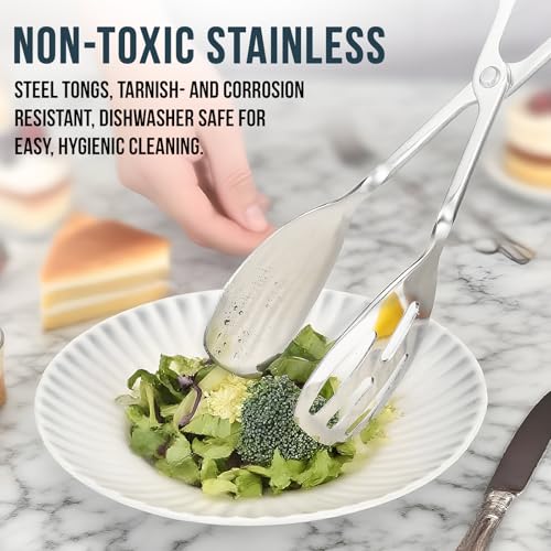 2 PACK Salad Tongs for Serving (Silver)