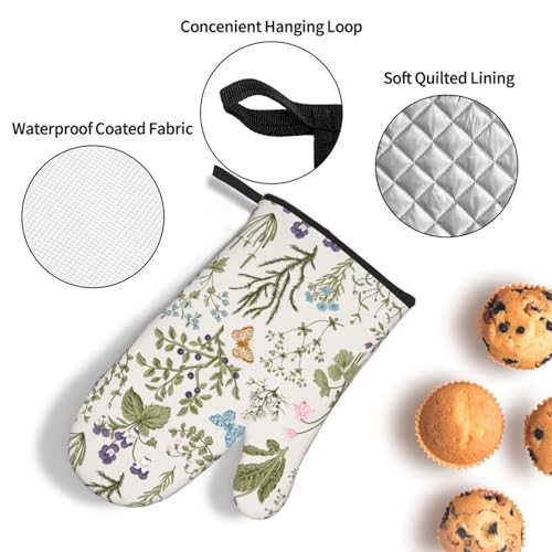 Vintage Floral Oven Mitts and Pot Holders Sets of 3 Cute Botanic (Vintage Floral)