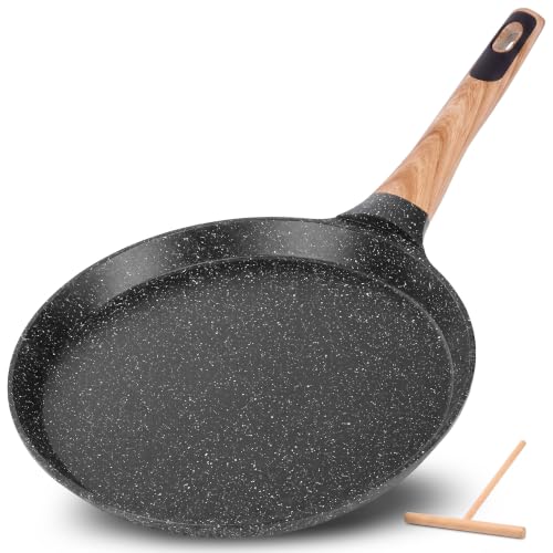 11” Non Stick Crepe Pan with Wooden Spreader (Black / 11")