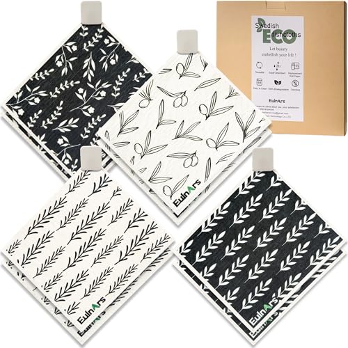 Swedish Dishcloths for Kitchen (White Flower)