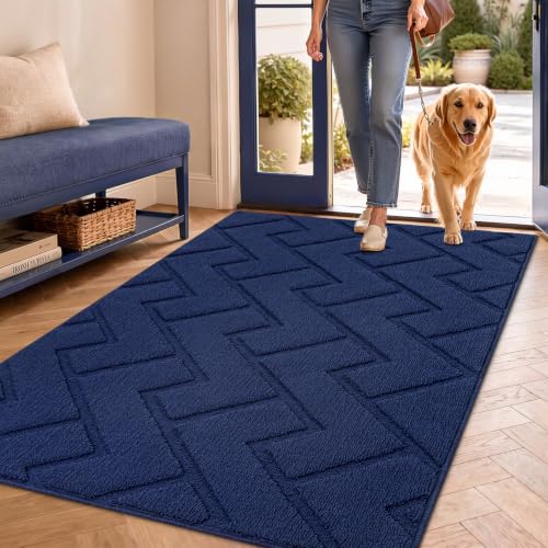 Front Door Mat Outside Entrance (Navy Blue / 59" x 36" (Rectangular))