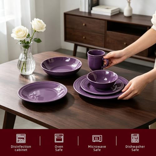 HomeVSS 20 Piece Pearl Dots Stoneware Dinnerware Set
