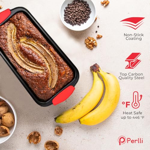 Non-Stick 10-Piece Baking Pan Set, BPA-Free Carbon Steel Bakeware Set with Silicone Handles, Stackable Kitchen Oven Set, Cookie Sheet, Baking Tray, Baking Sheet Set, Oven Safe (446°F) (10 Piece)