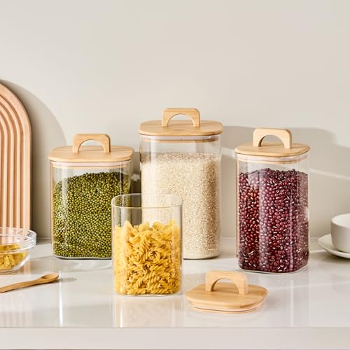 Sweejar 4 qt Large Jars with Bamboo Lids (4qt(1gal) 2pcs)