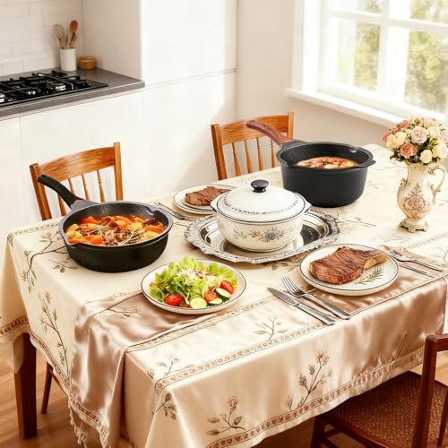4QT Sauce Pan & 12.5IN Skillet Set with Lids (Black / 4 Quarts + Skillet)