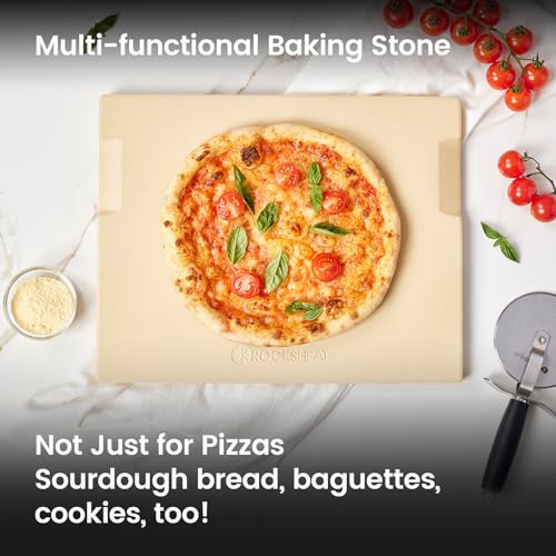 15x12 Inch Pizza Stone & 12 Inch Rotatable Pizza Peel Set (15" x 12" | With Pizza Peel)