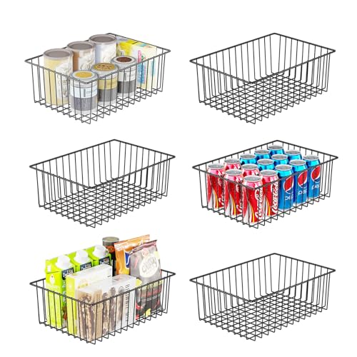 6 Pack Large Metal Wire Baskets for Storage (6 pack)