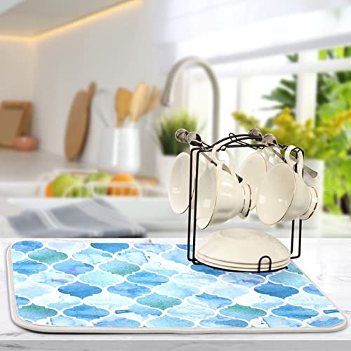 Super Absorbent Dish Drying Mat (Watercolour Moroccan Background / 18" x 24")