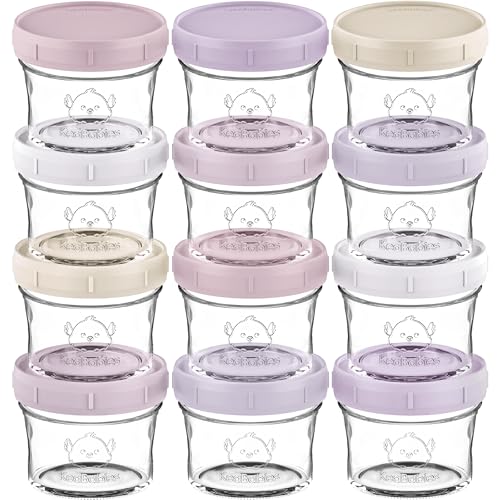12pk 4oz Glass Baby Food Containers with Lids (12-pk 4 Ounce / Lilac)