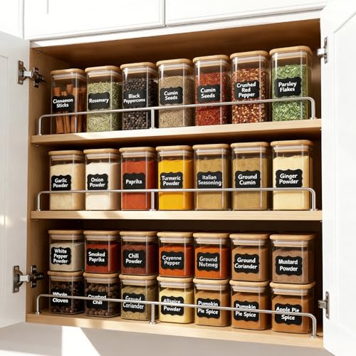 20 Pack 4 oz Square Glass Spice Jars with Lids and Labels (20pcs / 4oz)