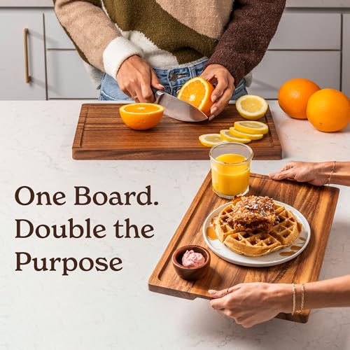 Acacia Wood Cutting Board (Brown / 2-Piece)