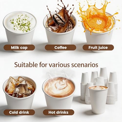 Disposable Paper Coffee Cups 12 oz 300 Count Hot Paper Cups (White - 12 oz)