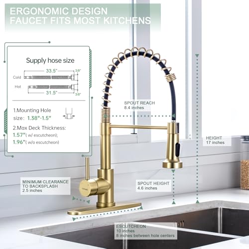 Pull Down Kitchen Faucet (Gold)