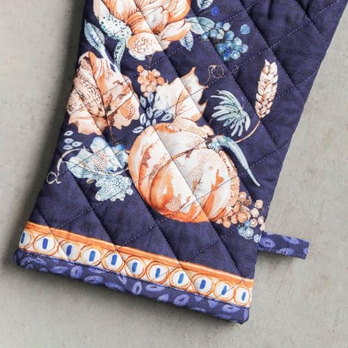 Maison d'Hermine Oven Gloves 100% Cotton Oven Mitt (072 - Pumpkin Blues / 7.5" x 13" (Oven Mitt))