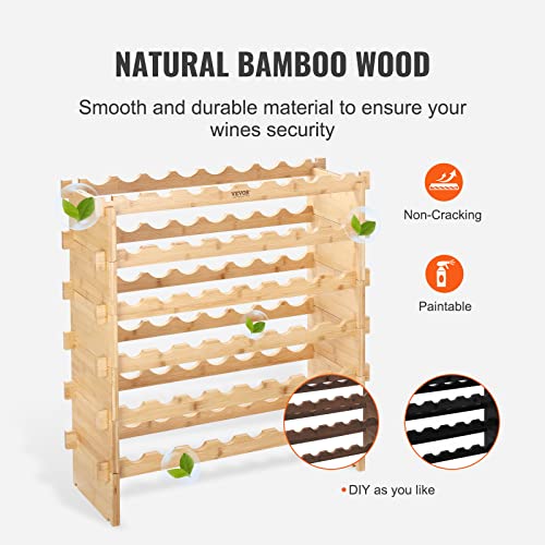 8 Tier 72 Bottles Stackable Modular Wine Rack (Natural Wood Color / 8-Tier 72 Bottles)