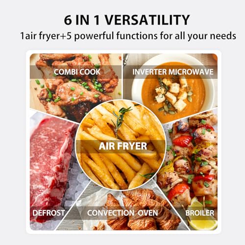 6-in-1 Inverter Countertop Microwave Oven Healthy Air Fryer Combo, MASTER Series, Air Fryer, Broil, Convection, Speedy Combi, Even Defrost, Sound On/Off 27 Auto Menu Stainless Steel