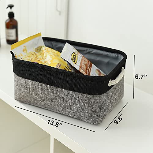 Storage Basket for Organizing (Black&Grey / Medium -13.8Lx9.8Wx6.7H)