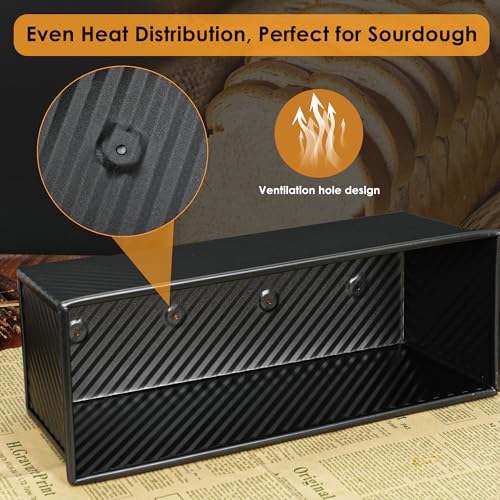 2 Pack Black 13inch Pullman Loaf Pan with Lid (13inch / Black)