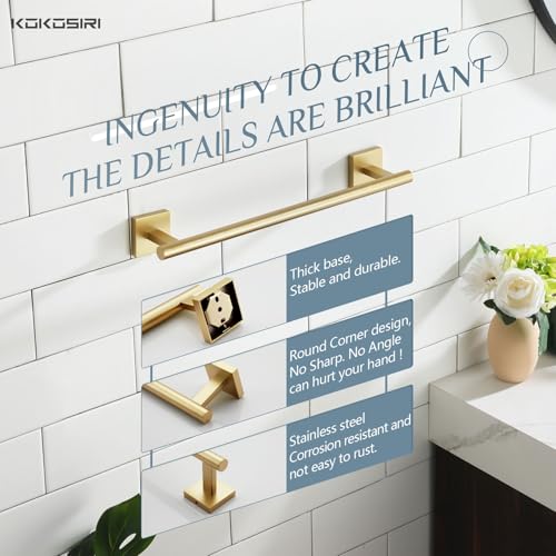 Hand Towel Bar Bathroom Towel Holder for Bath Kitchen Cabinet Towel Rails 16 Inch Brushed Gold Stainless Steel B4005BG (Brushed Gold / 16-Inch)