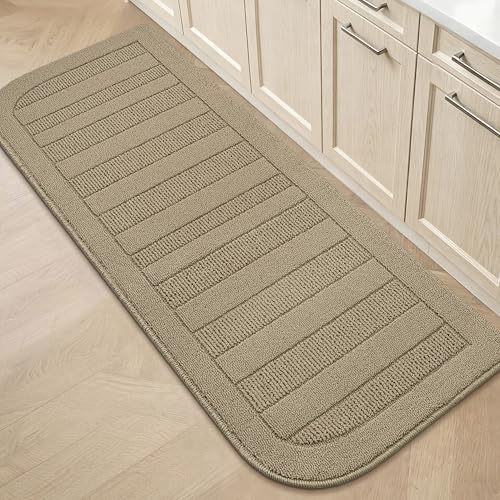 24x60 in Kitchen Rugs Non Slip Washable Kitchen Runner Rug (2' x 5' (Semicircular) / Beige)