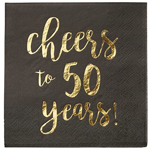 50 Pack Cheers to 50 Years Printed Cocktail Napkins for 50th Birthday and Anniversary (50 Pack)