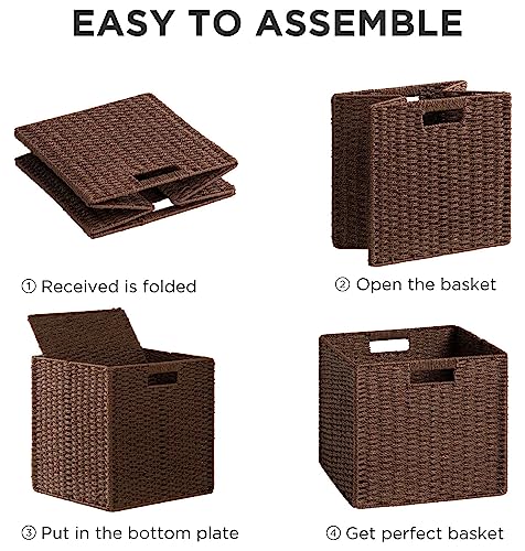 2 Pack Wicker Basket (Cube-2pack 11"×11"×10.5" / Dark Brown)