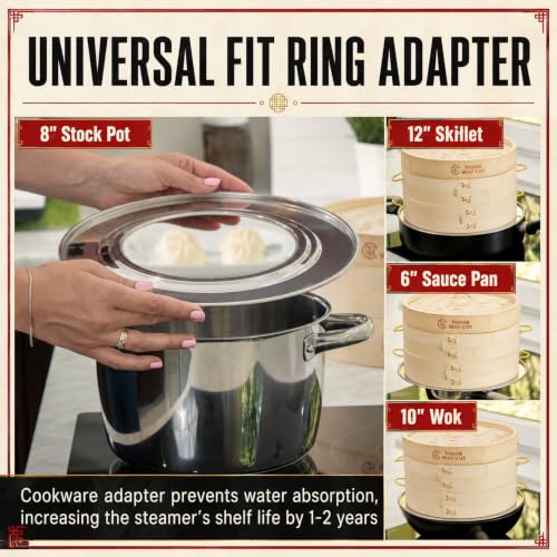 10" Extra Deep Bamboo Steamer (5 Piece Set)