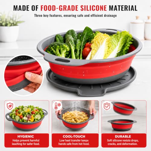 2 Collapsible Colanders with Self