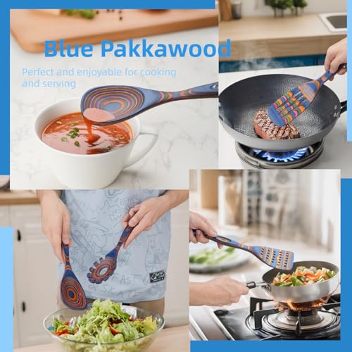 Pakkawood Wooden Cooking Utensils Set 7 (Blue)