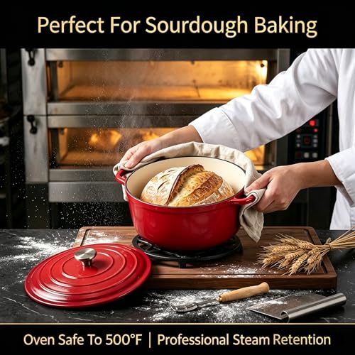 Enameled Cast Iron Cookware Set (Red)
