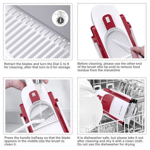 Safe Mandoline Slicer for Kitchen (Rose Red)