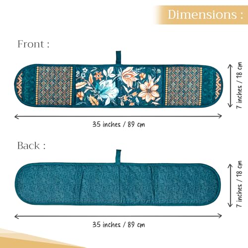 Double Oven Mitts 100% Cotton Double Oven Glove (048 - Luxury Loft - Dark Teal / 7" x 35" (Double Oven Mitt))