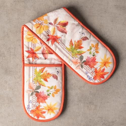 Double Oven Mitts 100% Cotton Double Oven Glove (056 - Amarante / 7" x 35" (Double Oven Mitt))