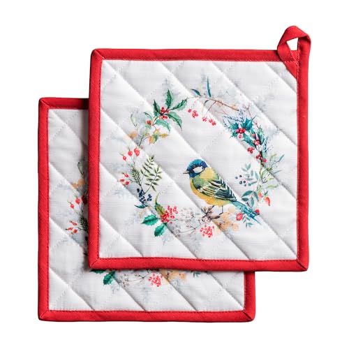 Pot Holders 100% Cotton Potholders (110 - Morzine / 8" x 8" (Pot Holder Pack of 2))