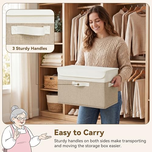 Memory Keepsake Storage Box (Brown/White / Large-4 Pack)