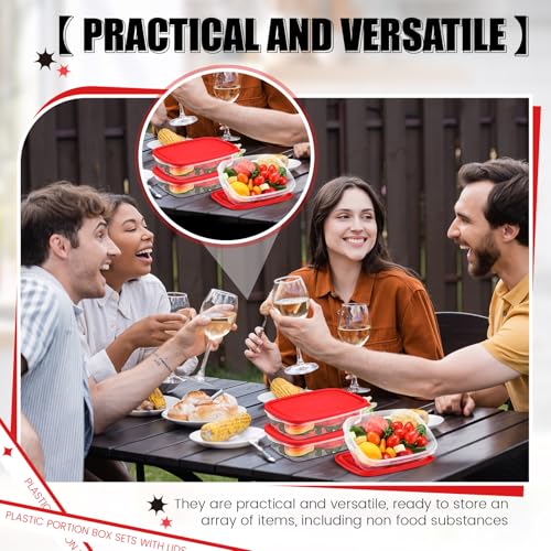 18 Pcs 33 oz Plastic Food Storage Containers with Lids (Red)