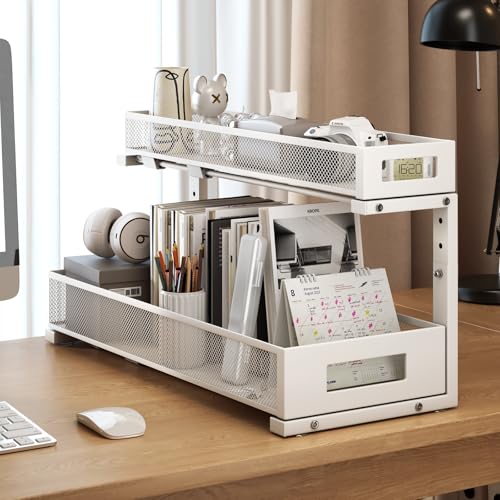2 Pack 20.47IN Depth Under Sink Storage Organizer (White / 2 Pack-20.47"Dx11.4"-16.14"H)