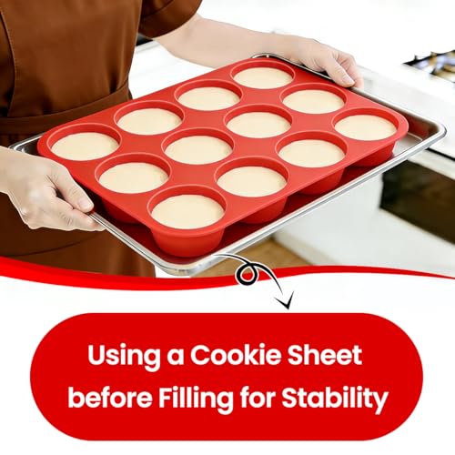 Silicone Muffin Pan 3 Pack Regular 12 Cup Muffin Tin for Baking Banana Muffins Cupcakes Egg Muffins (12-Cup Regular)
