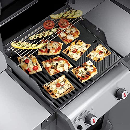 7637 Cast Iron Griddle Grates for Weber Spirit 200 Grill Parts (17.5" x 10.2" x 2.1")